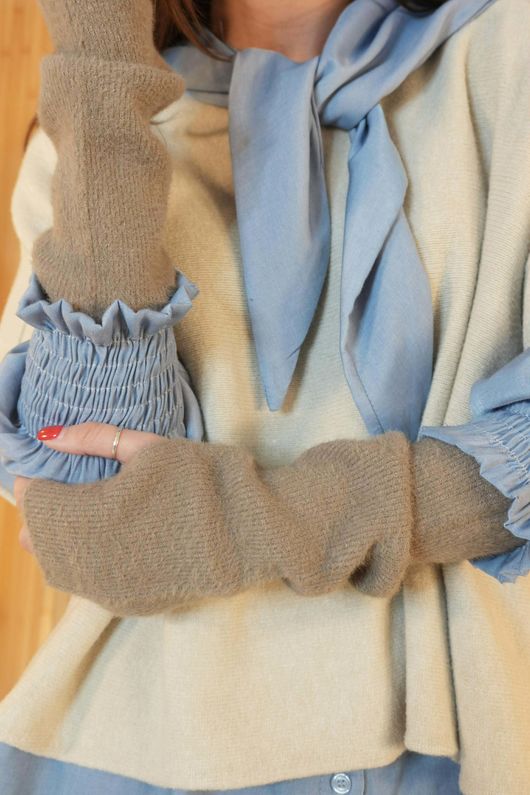 Claudia Fingerless Arm Warmer Gloves Mocha